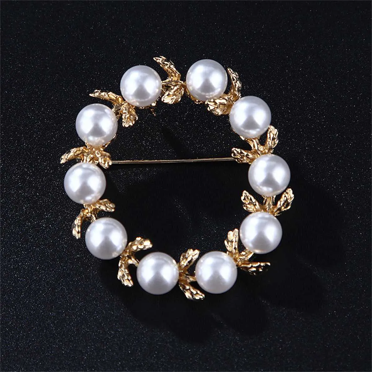 Pearl & Goldtone Ring Leaf Brooch sold by Zulily product image thumbnail 2