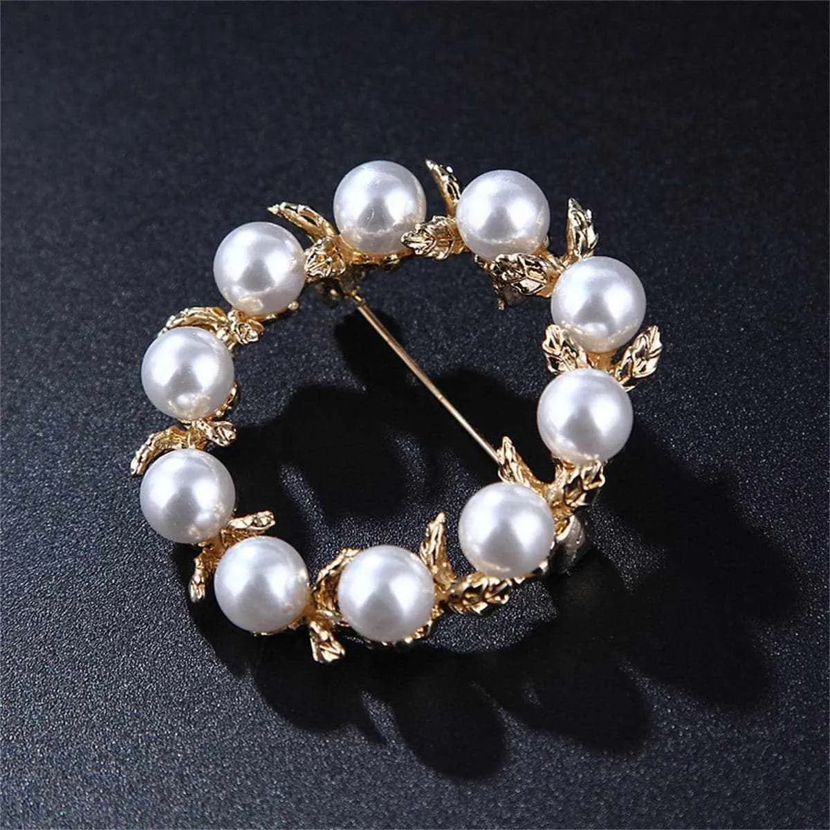 Pearl & Goldtone Ring Leaf Brooch sold by Zulily product image thumbnail 3