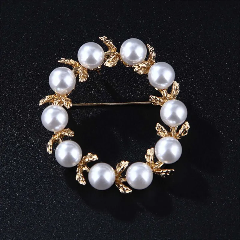 Pearl & Goldtone Ring Leaf Brooch made by Zulily