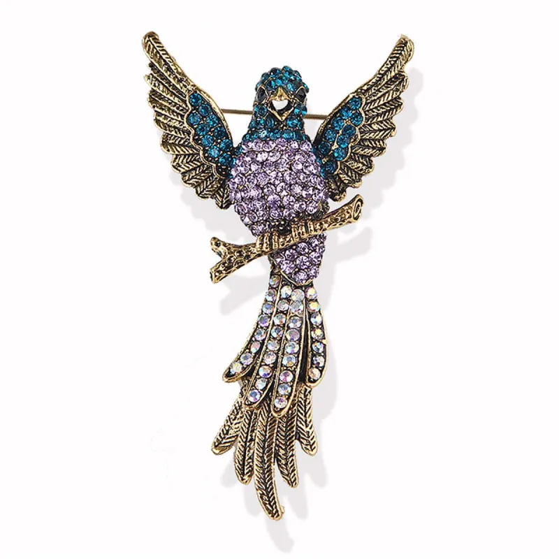 Purple Cubic Zirconia & Goldtone Eagle Brooch made by Zulily