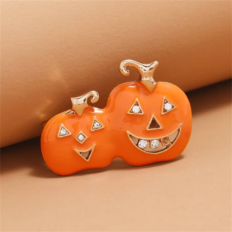 Cubic Zirconia & Orange Jack-O'-Lantern Brooch made by Zulily