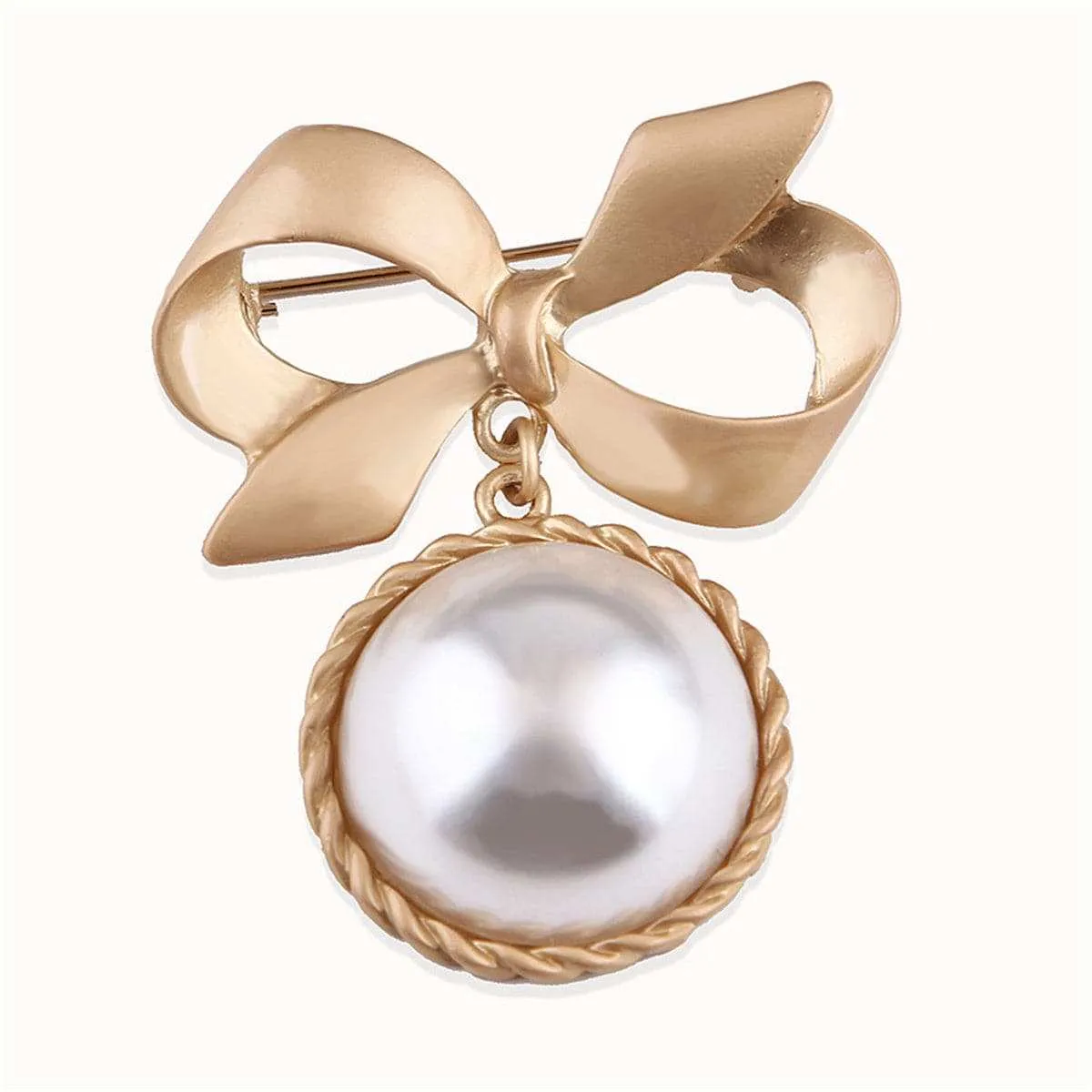 Pearl & Goldtone Bow Brooch sold by Zulily