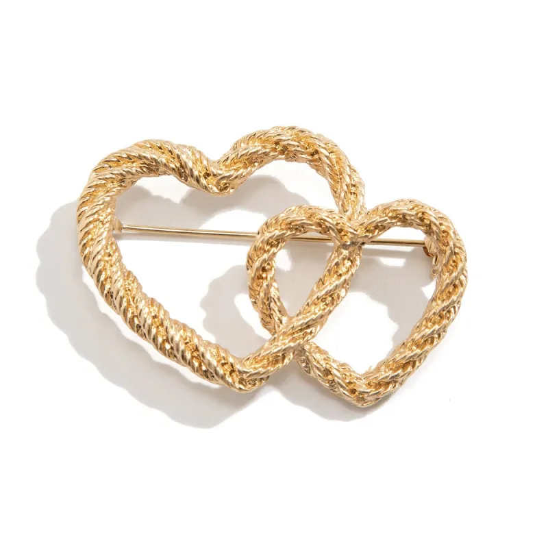 Goldtone Double Openwork Heart Brooch made by Zulily