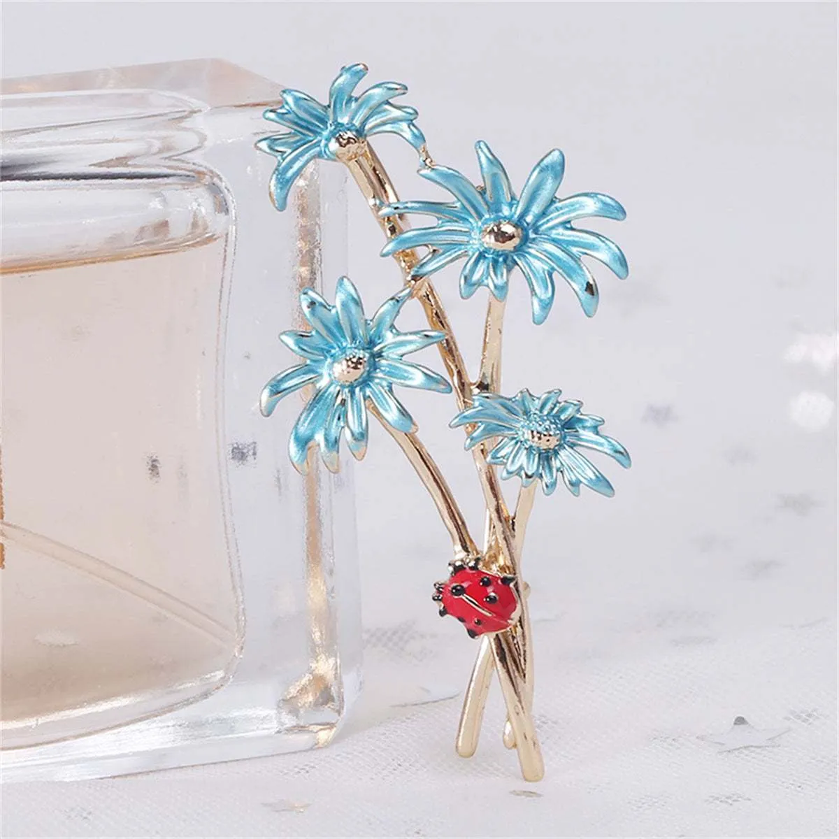 Blue Enamel & Goldtone Mum Ladybug Brooch sold by Zulily product image thumbnail 2