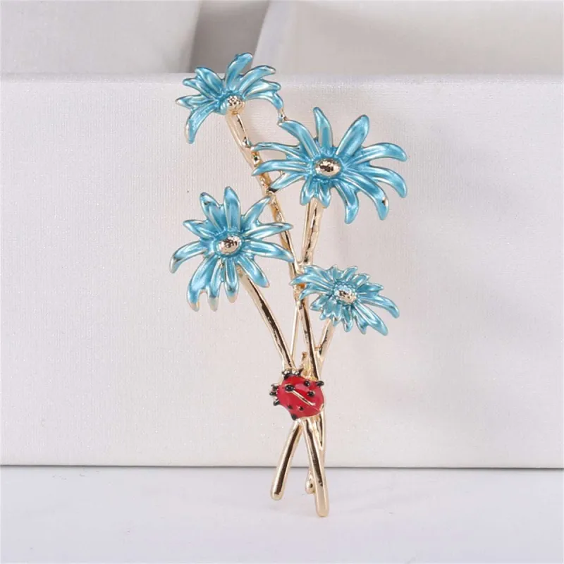 Blue Enamel & Goldtone Mum Ladybug Brooch made by Zulily