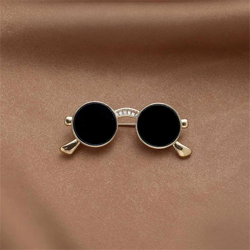 Cubic Zirconia & Black Enamel Sunglasses Brooch made by Zulily