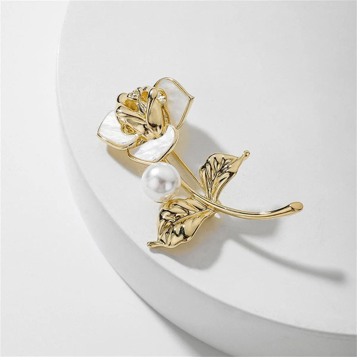 Pearl & Shell Goldtone Rose Brooch sold by Zulily product image thumbnail 2