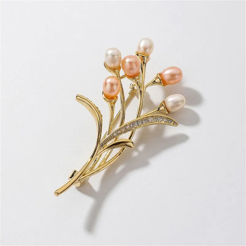 Pearl & Cubic Zirconia Goldtone Wheat-Ear Brooch made by Zulily