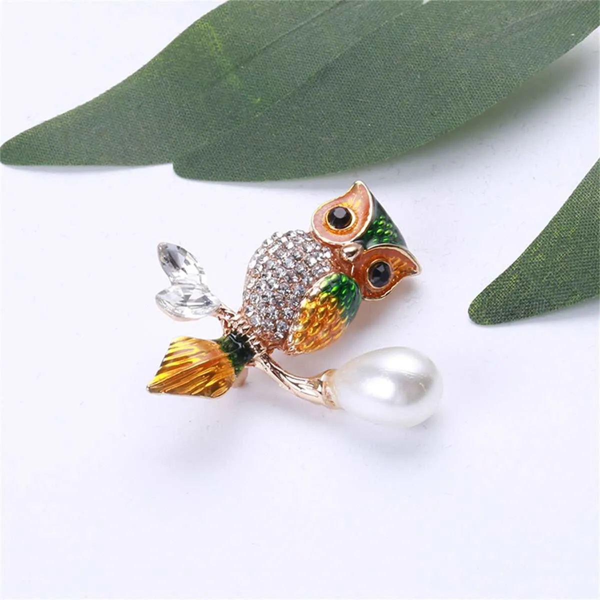 Green Crystal & Cubic Zirconia Owl Brooch sold by Zulily product image thumbnail 2