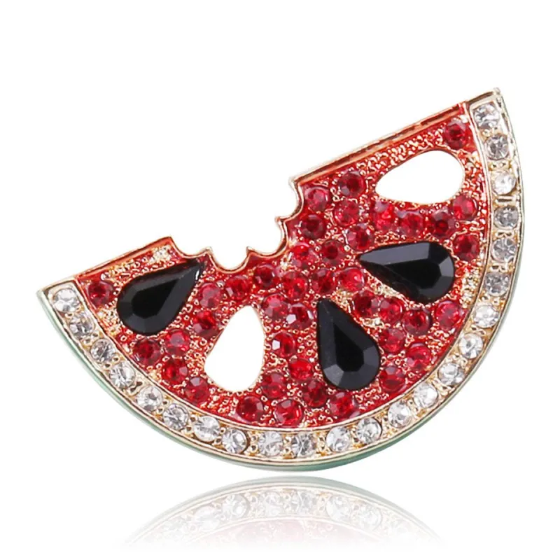 Red Cubic Zirconia & Crystal Goldtone Watermelon Brooch made by Zulily