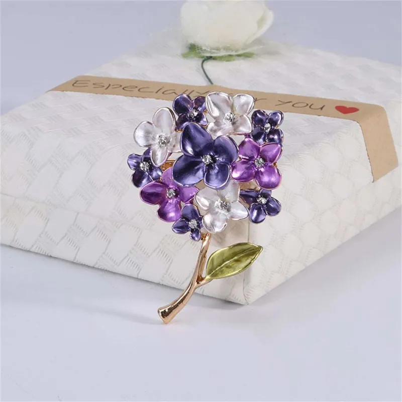 Purple Enamel & Cubic Zirconia Lilac Brooch made by Zulily