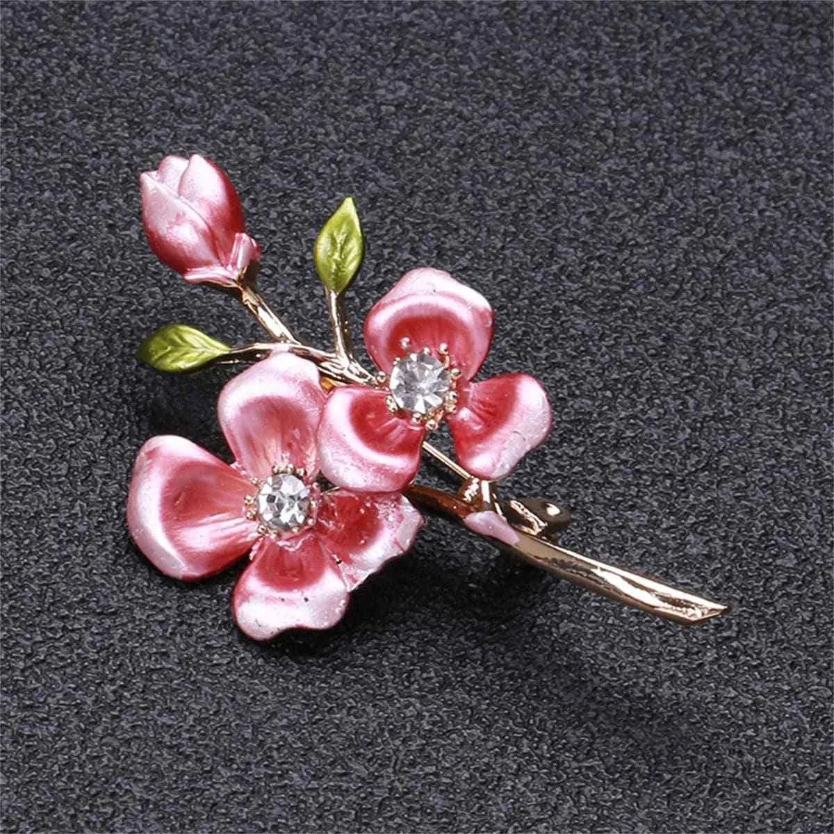 Pink Enamel & Cubic Zirconia Wintersweet Brooch sold by Zulily