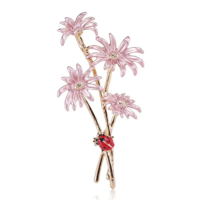 Pink Enamel & Goldtone Mum Ladybug Brooch made by Zulily