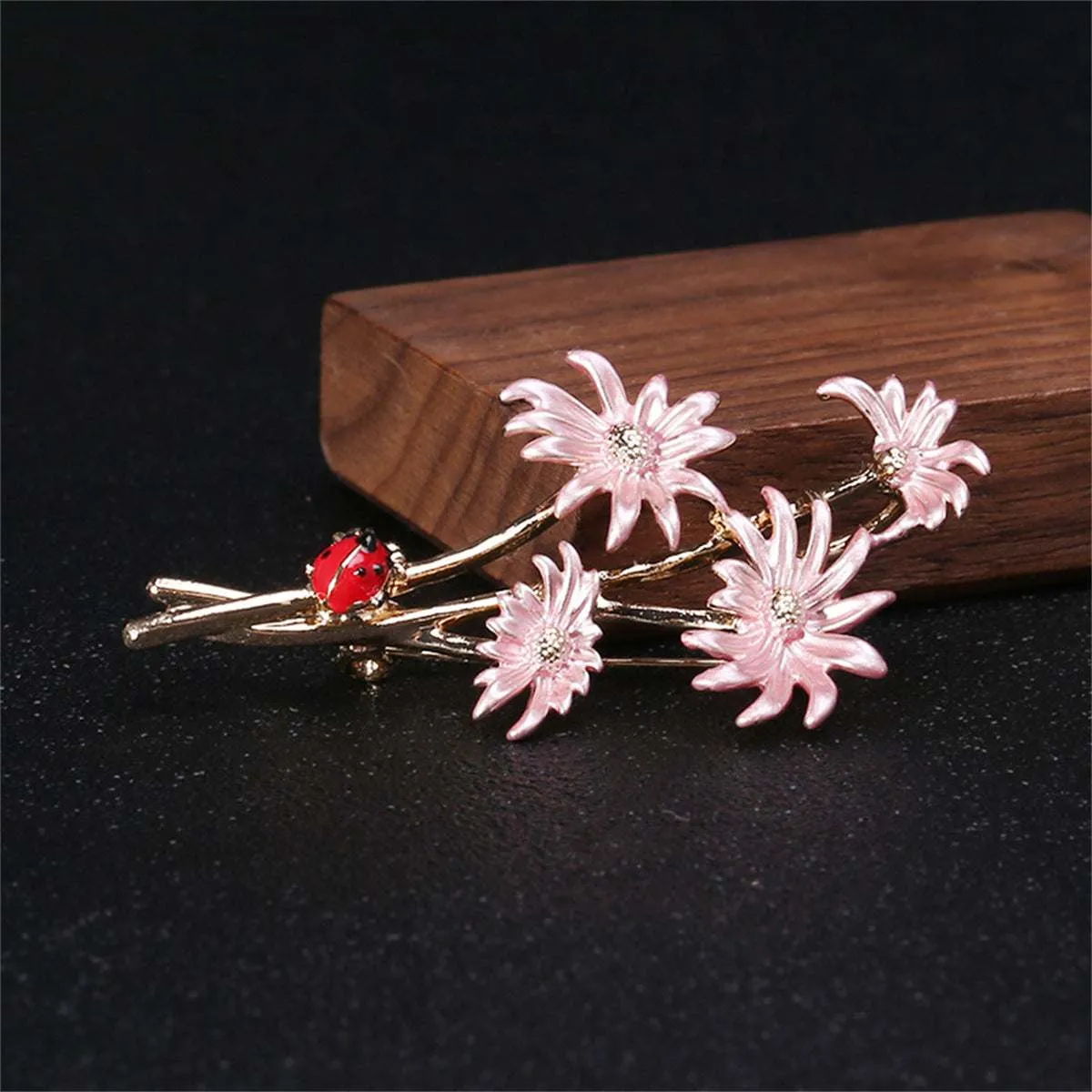 Pink Enamel & Goldtone Mum Ladybug Brooch sold by Zulily product image thumbnail 2