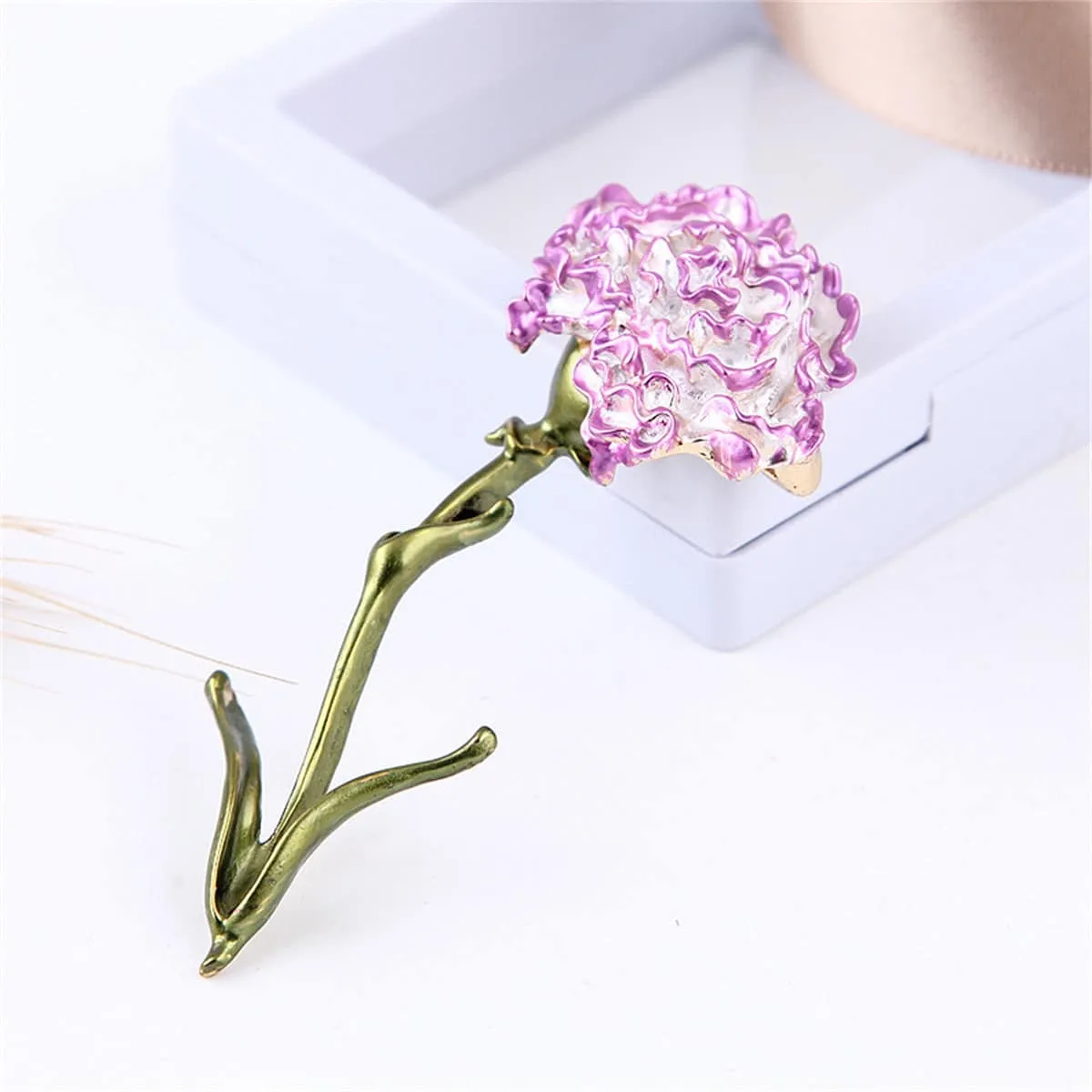 Pink Enamel & Goldtone Carnation Brooch sold by Zulily product image thumbnail 2