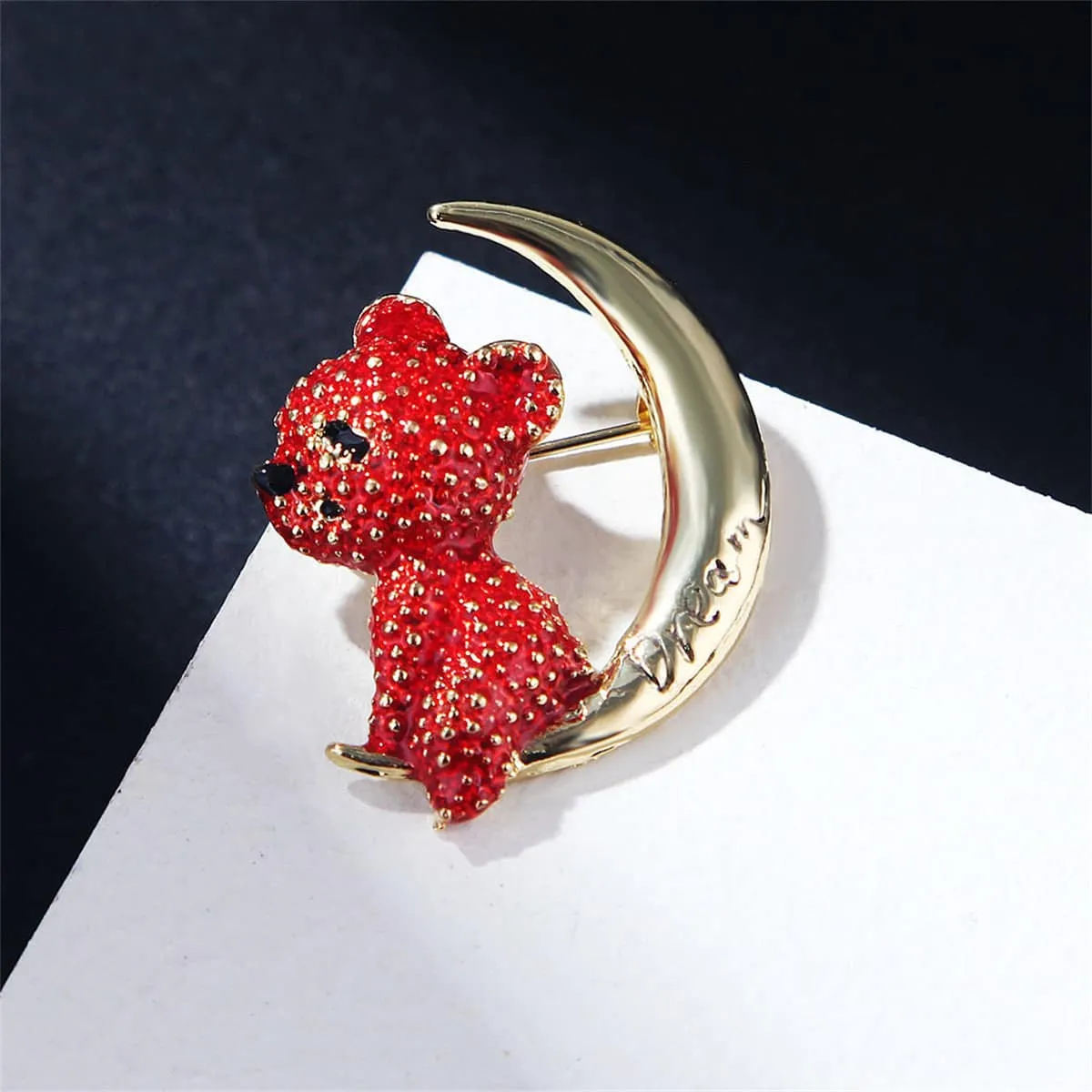 Red Enamel & Goldtone Moon Bear Brooch sold by Zulily product image thumbnail 2