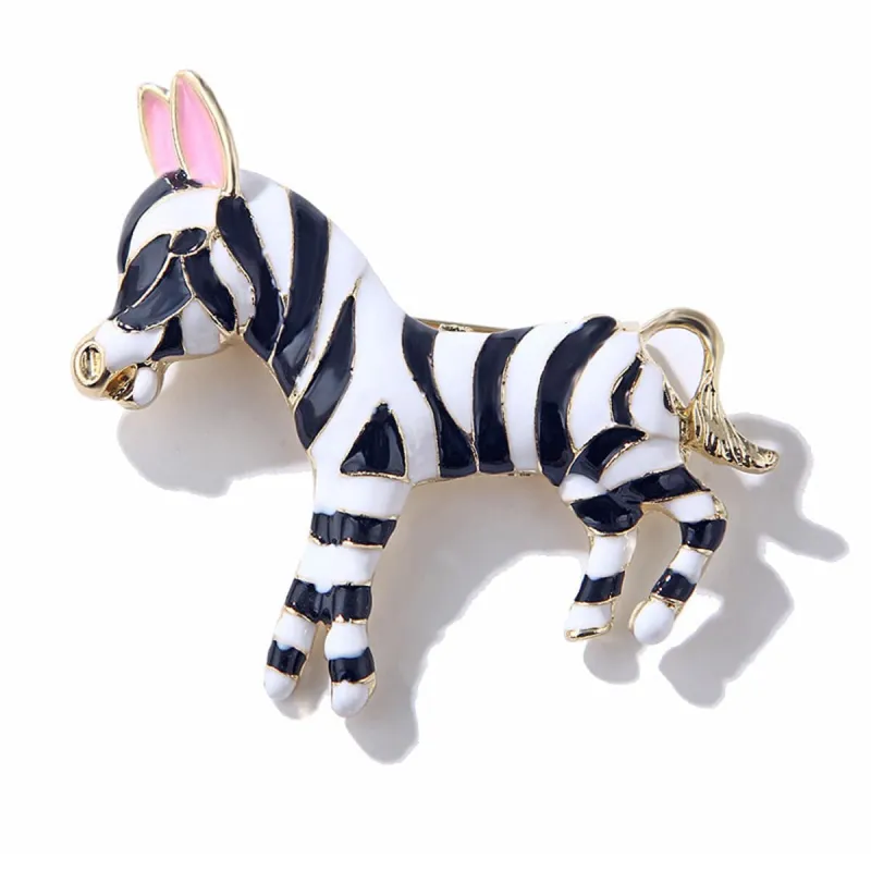 Black & White Enamel Zebra Brooch made by Zulily