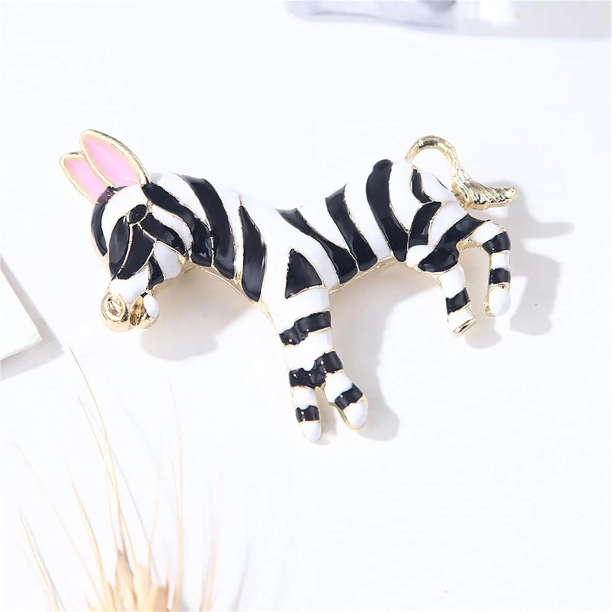 Black & White Enamel Zebra Brooch sold by Zulily product image thumbnail 2