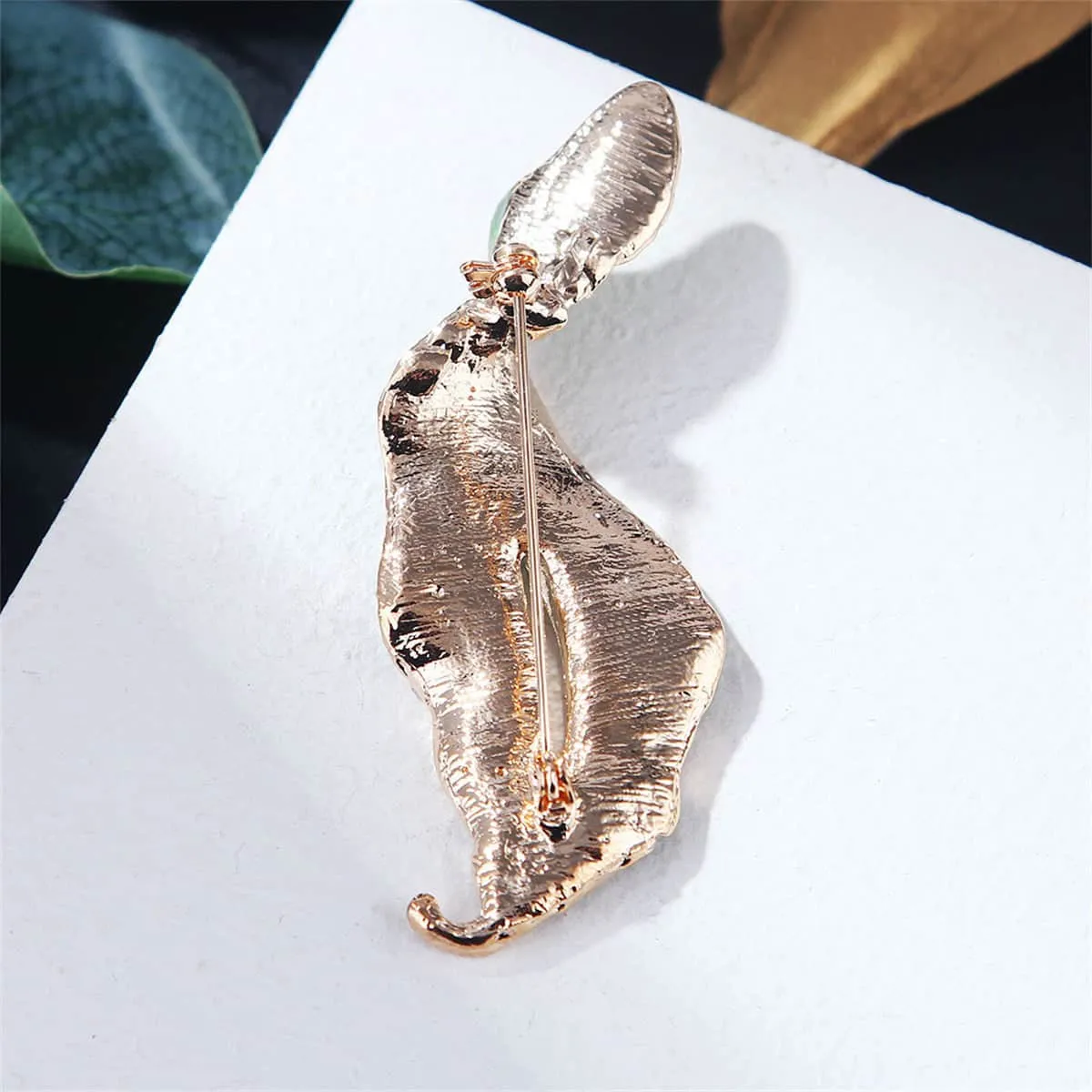 Green Enamel & Goldtone Leaf Brooch sold by Zulily product image thumbnail 2