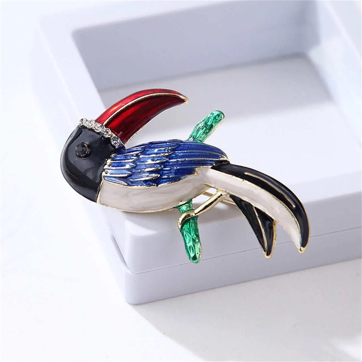 Cubic Zirconia & Blue Enamel Parrot Brooch sold by Zulily product image thumbnail 2