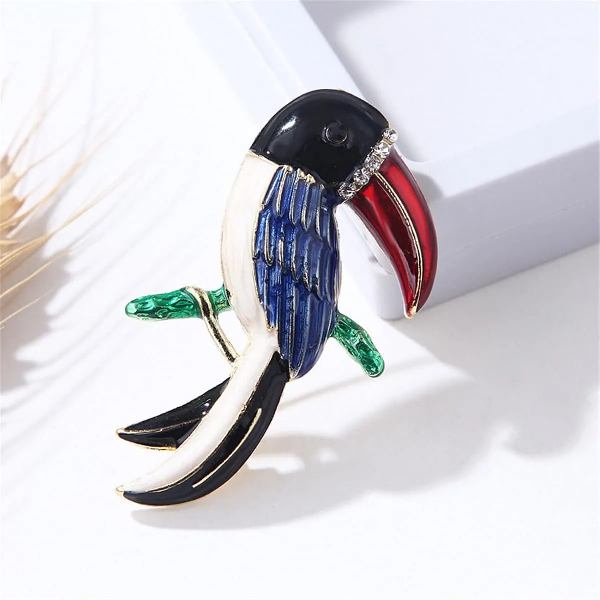 Cubic Zirconia & Blue Enamel Parrot Brooch sold by Zulily product image thumbnail 3