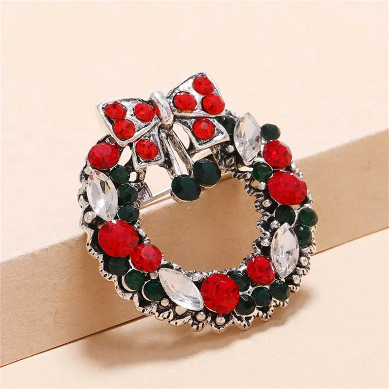 Red & Multicolor Cubic Zirconia & Silvertone Wreath Brooch made by Zulily