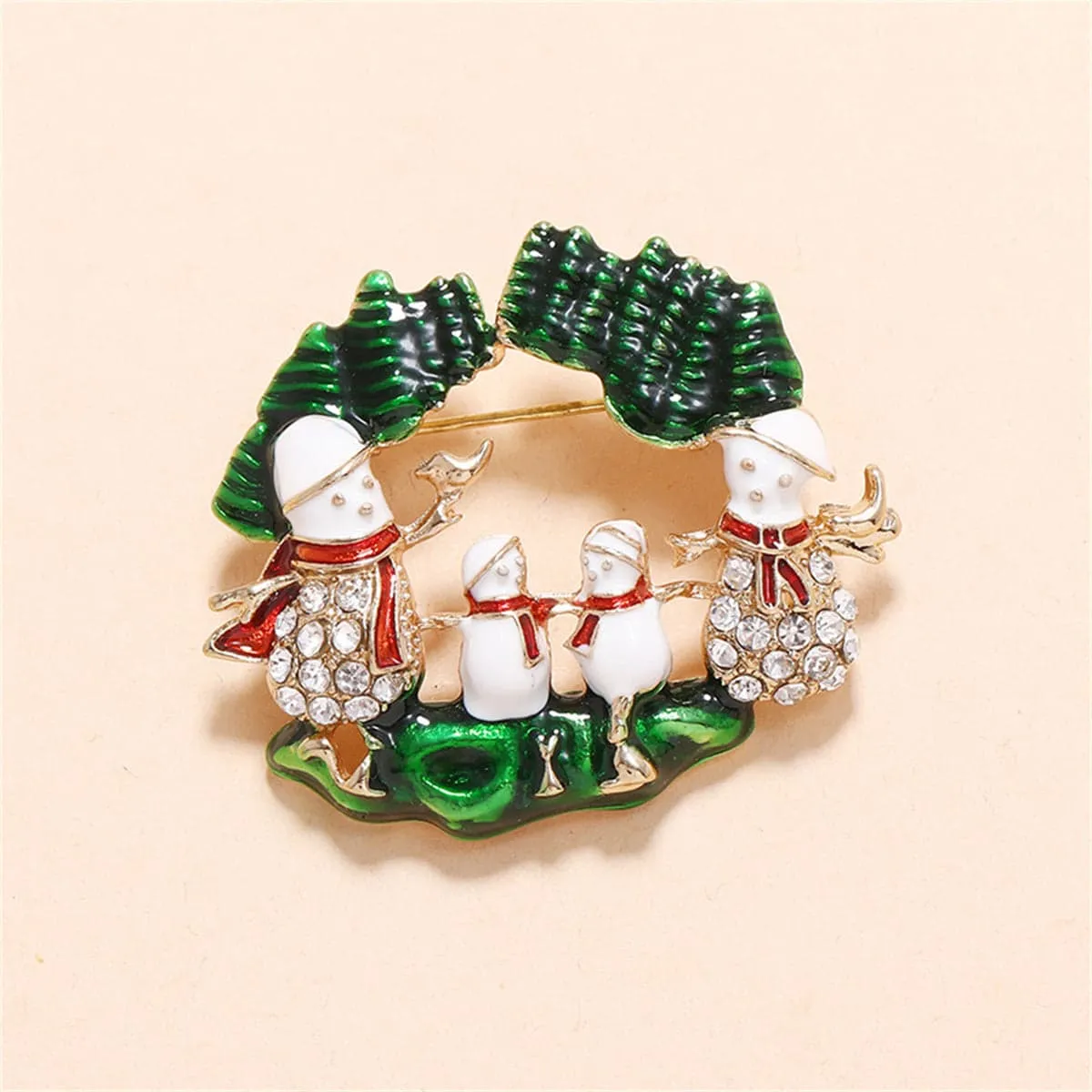 Cubic Zirconia & Green Snowman Family Brooch sold by Zulily product image thumbnail 3