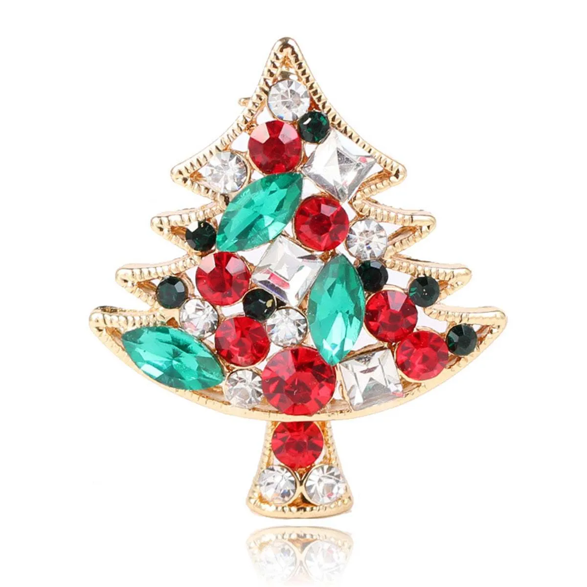 Colored Cubic Zirconia & Crystal Christmas Tree Brooch sold by Zulily