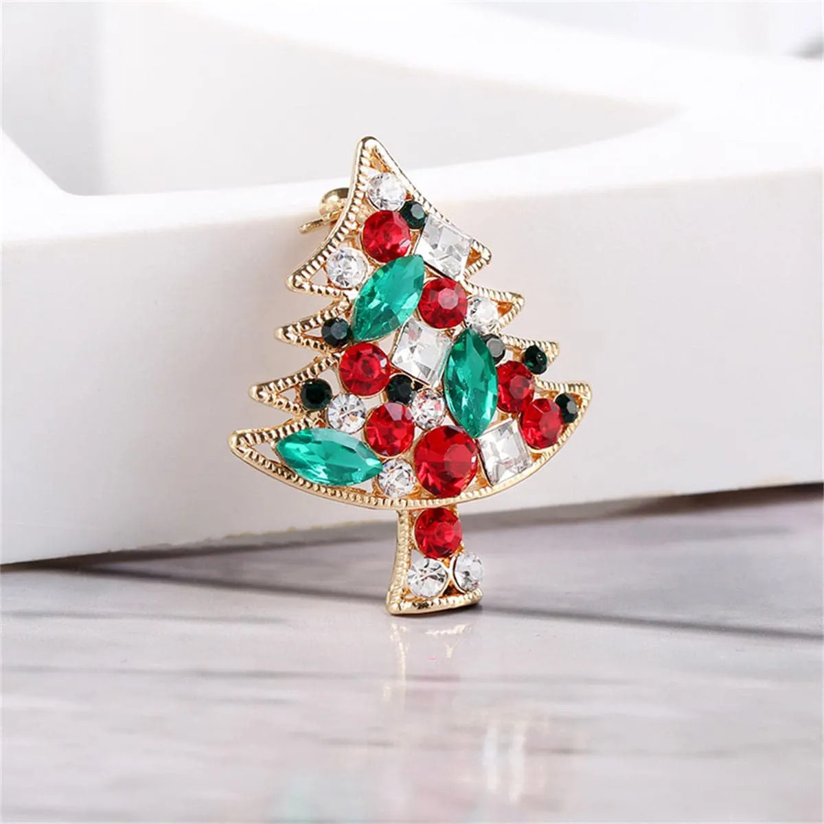 Colored Cubic Zirconia & Crystal Christmas Tree Brooch sold by Zulily product image thumbnail 2