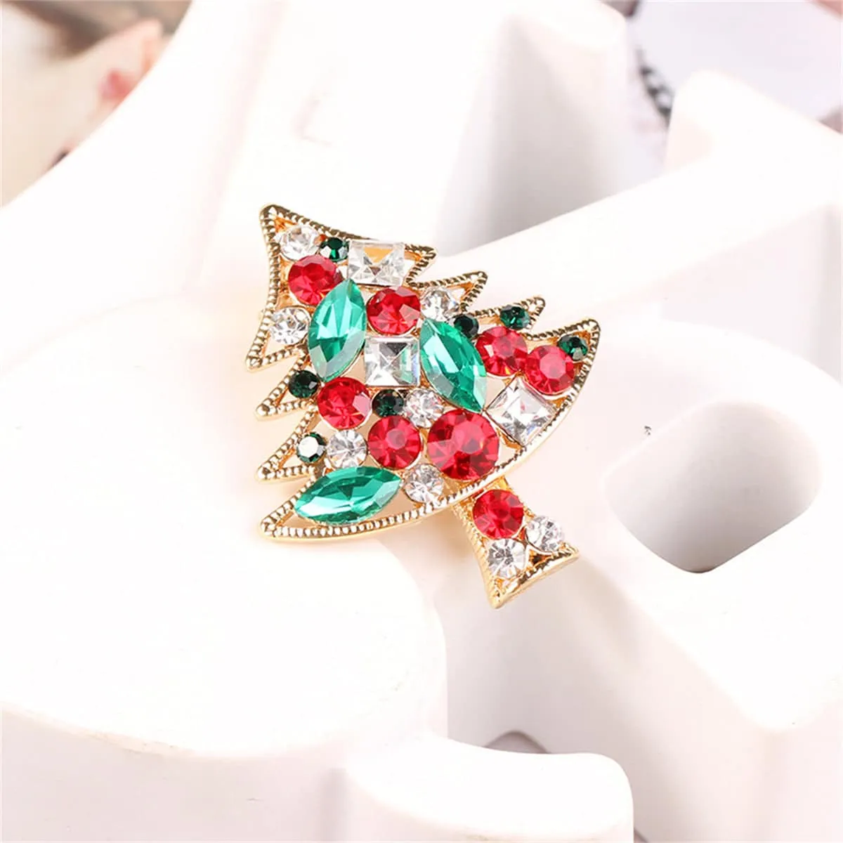 Colored Cubic Zirconia & Crystal Christmas Tree Brooch sold by Zulily product image thumbnail 3