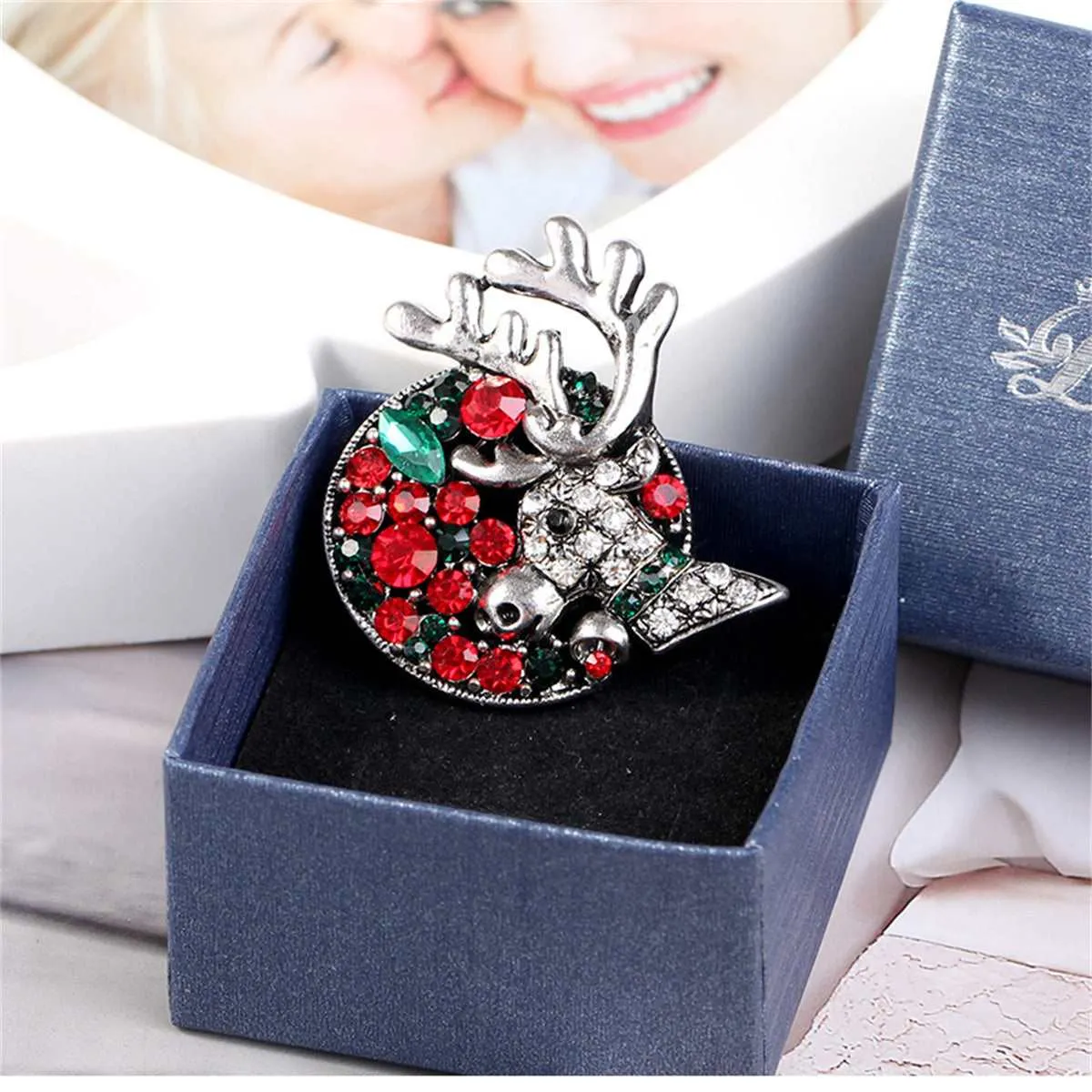 Green Crystal & Cubic Zirconia Silvertone Reindeer Brooch sold by Zulily product image thumbnail 2