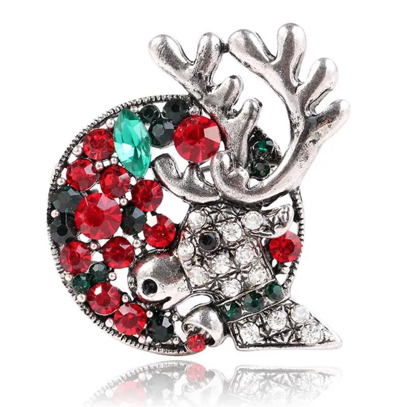 Green Crystal & Cubic Zirconia Silvertone Reindeer Brooch made by Zulily