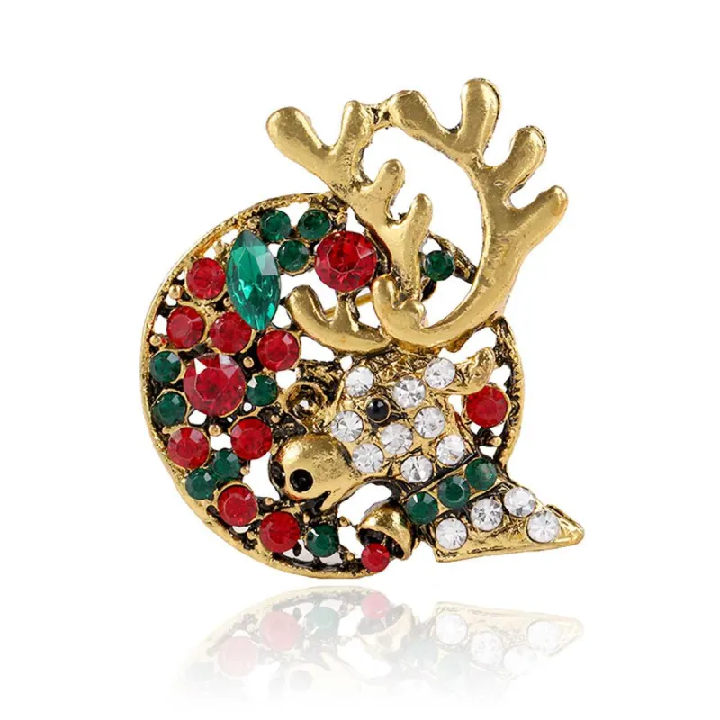 Green Crystal & Cubic Zirconia Goldtone Reindeer Brooch made by Zulily