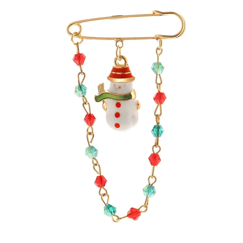 Goldtone & Multicolor Bead Snowman Chain Brooch made by Zulily
