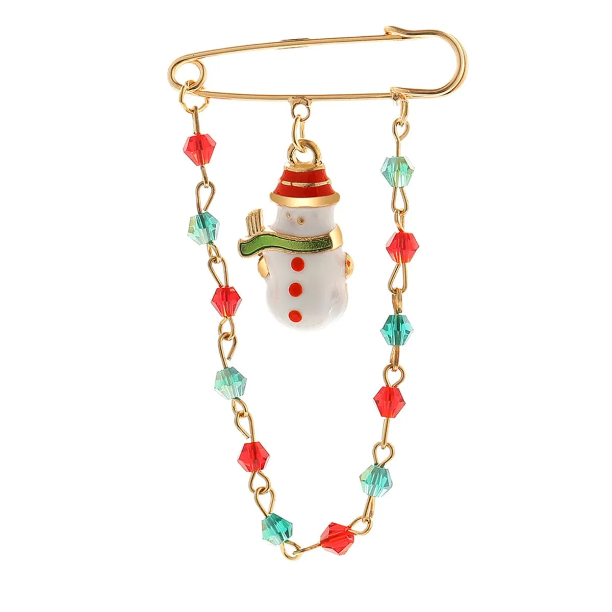 Goldtone & Multicolor Bead Snowman Chain Brooch sold by Zulily