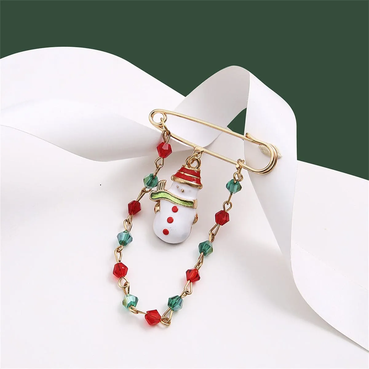 Goldtone & Multicolor Bead Snowman Chain Brooch sold by Zulily product image thumbnail 2