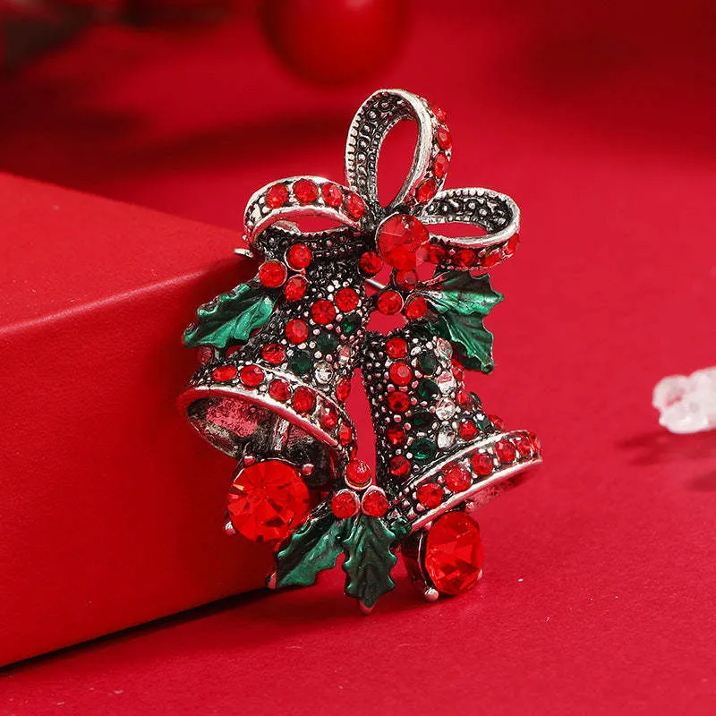 Green & Red Cubic Zirconia Christmas Bell Brooch sold by Zulily product image thumbnail 2