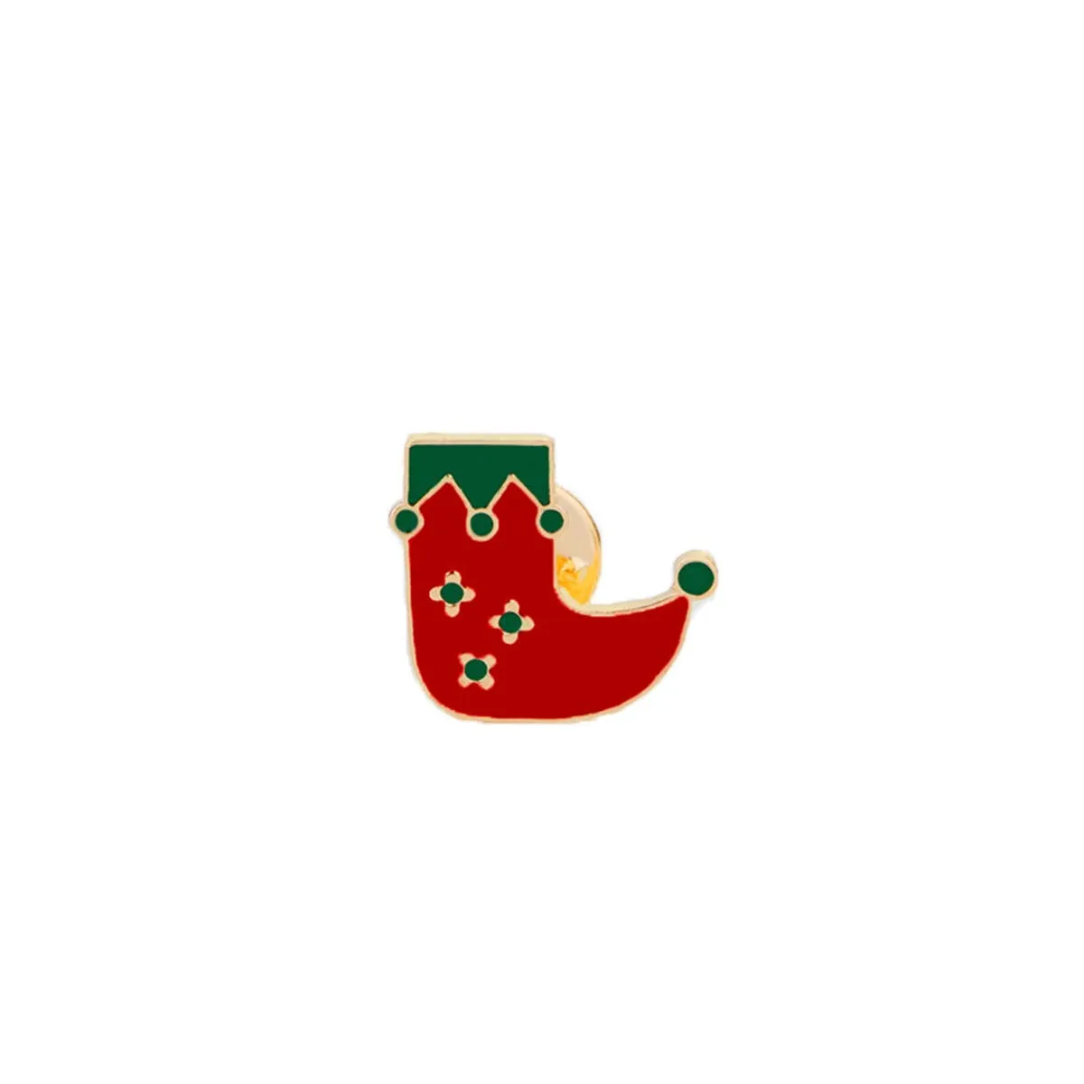 Red Enamel & Goldtone Stocking Brooch sold by Zulily