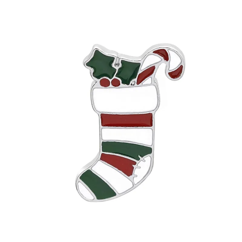 Red & Green Stripe Stocking Brooch made by Zulily