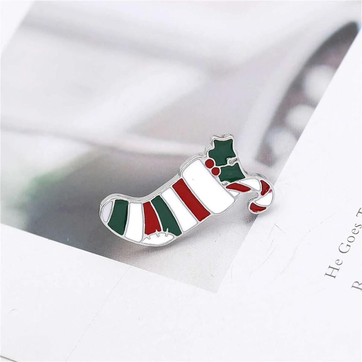Red & Green Stripe Stocking Brooch sold by Zulily product image thumbnail 2