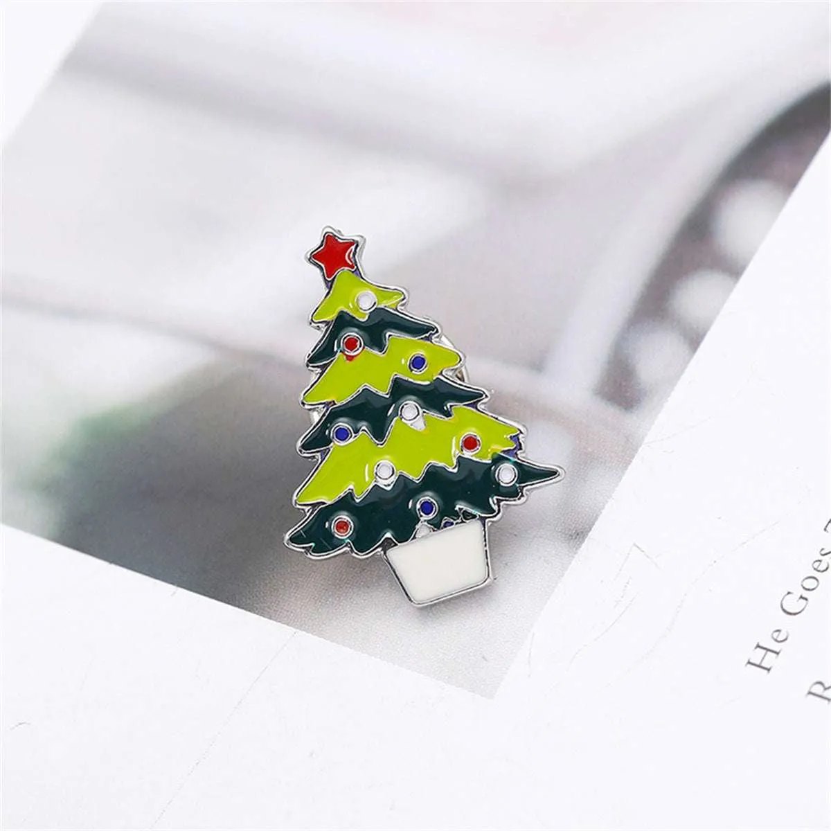 Green & Silvertone Christmas Tree Brooch sold by Zulily product image thumbnail 2