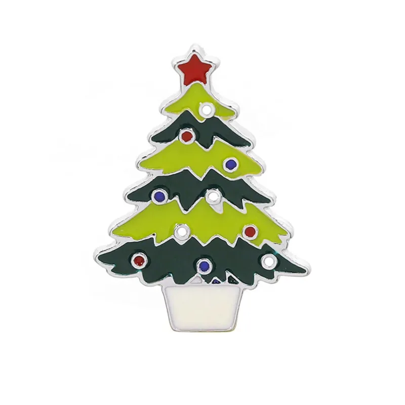 Green & Silvertone Christmas Tree Brooch made by Zulily