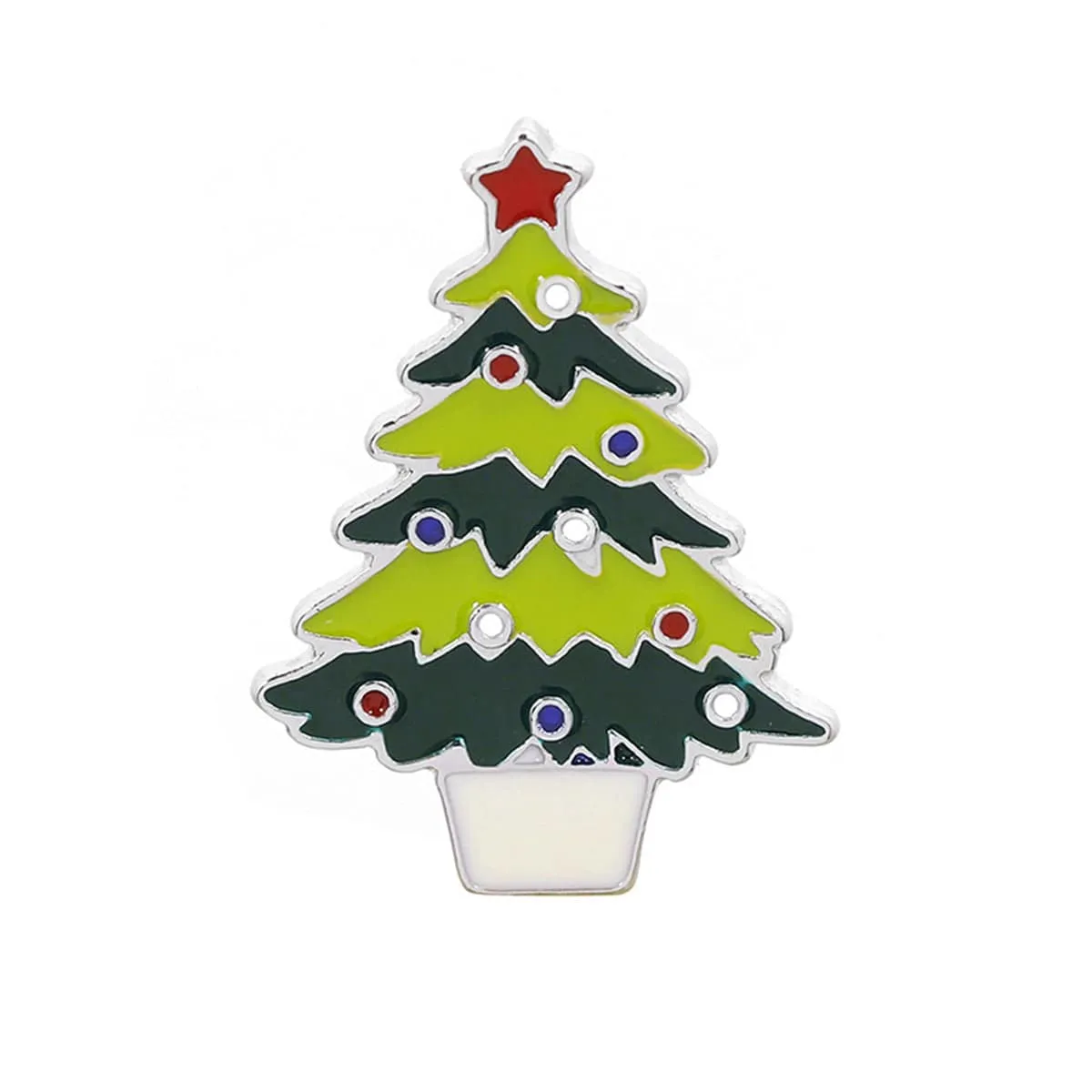 Green & Silvertone Christmas Tree Brooch sold by Zulily