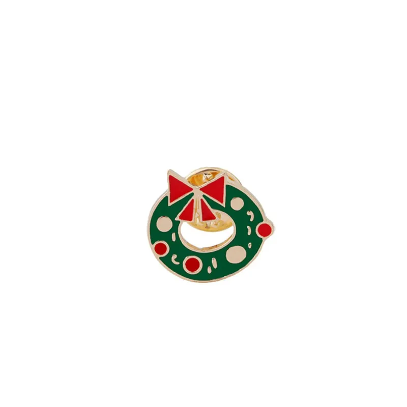 Green Enamel & Goldtone Christmas Wreath Brooch made by Zulily