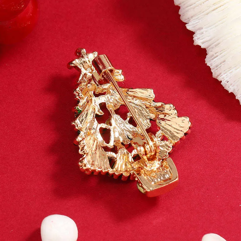 Green Enamel & Cubic Zirconia Goldtone Christmas Tree Brooch sold by Zulily product image thumbnail 3