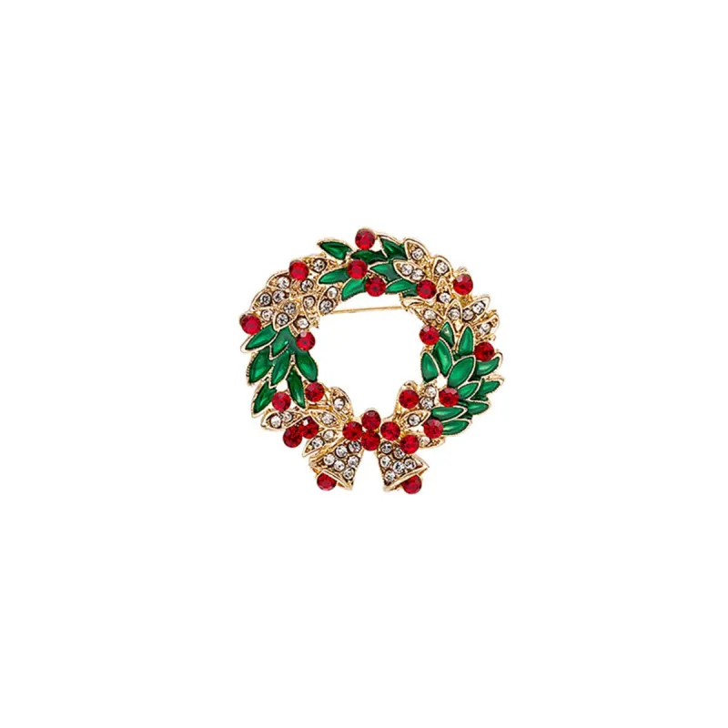 Cubic Zirconia & Enamel Goldtone Bell Wreath Brooch made by Zulily