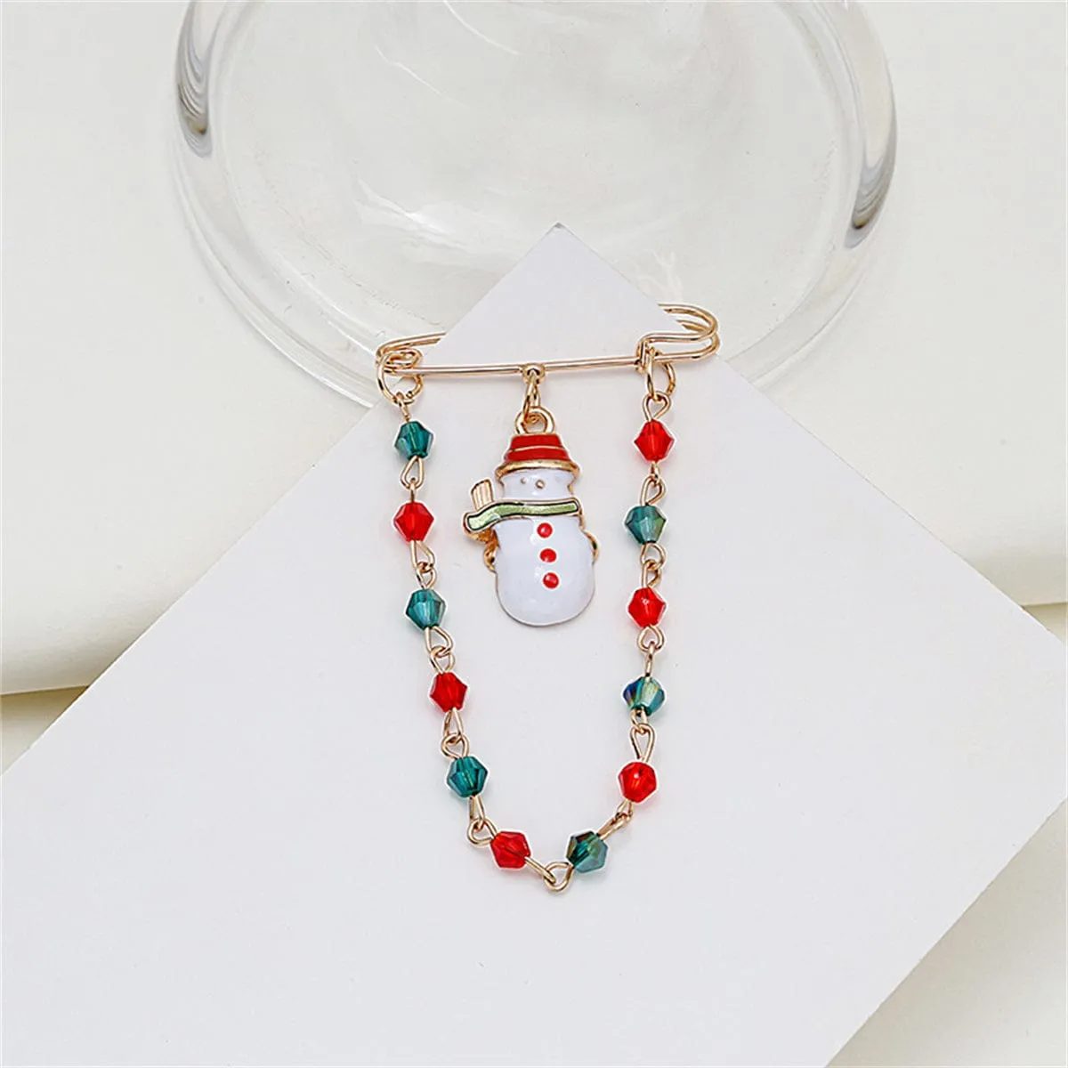 Red Enamel & Goldtone Snowman Chain Pin Brooch sold by Zulily product image thumbnail 2