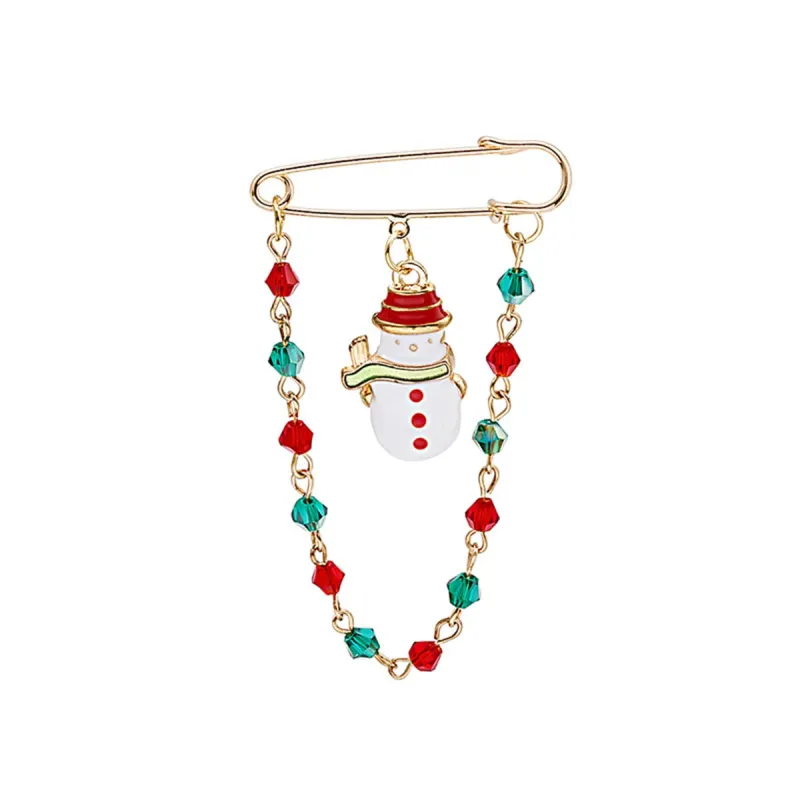 Red Enamel & Goldtone Snowman Chain Pin Brooch made by Zulily