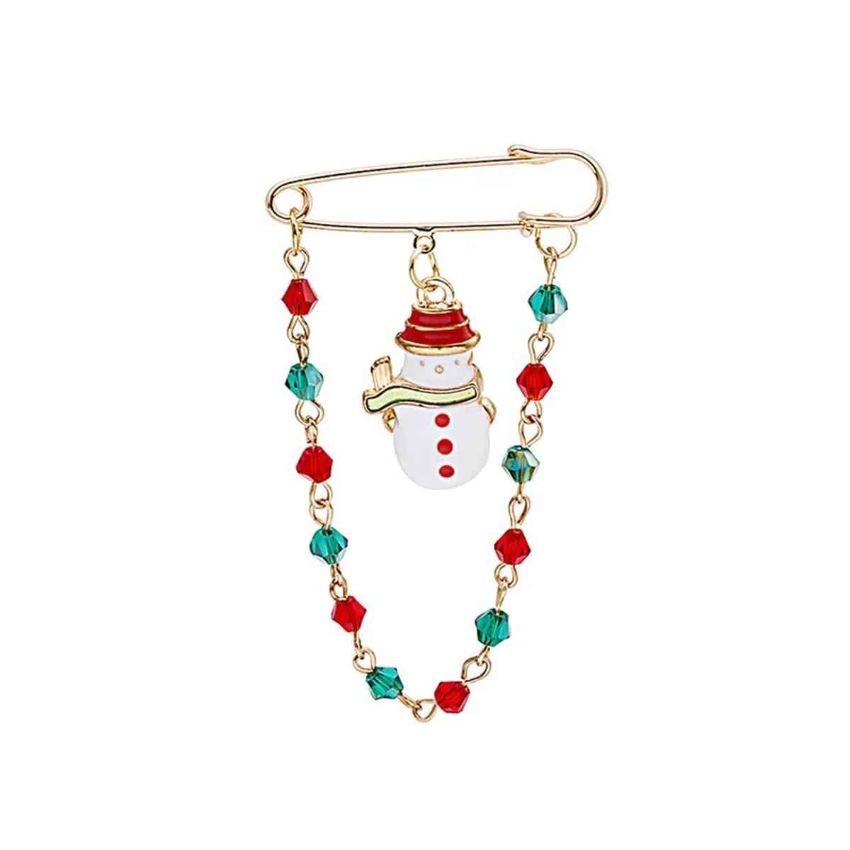 Red Enamel & Goldtone Snowman Chain Pin Brooch sold by Zulily