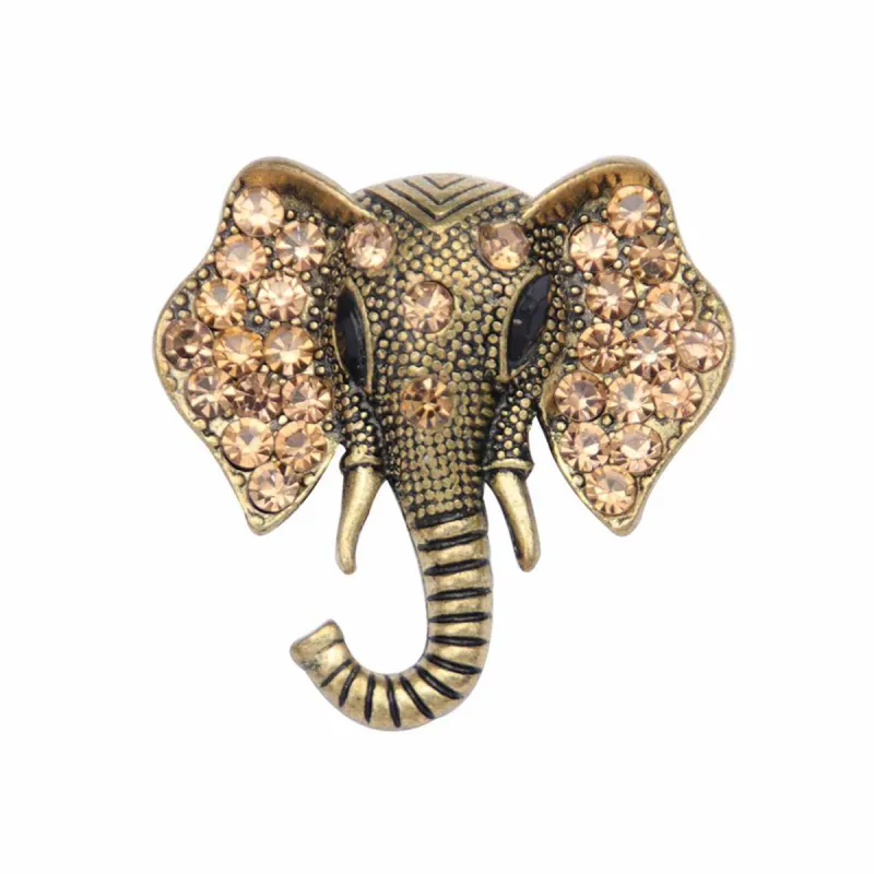 Champagne Cubic Zirconia & Goldtone Pavé Elephant Brooch made by Zulily
